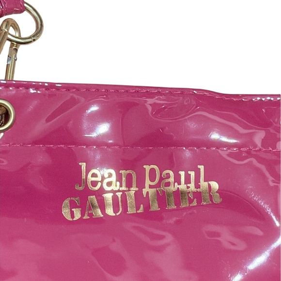 Jean Paul Gaultier Pink Patent Tote Bag Gold Logo Fuchsia Shoulder Bag